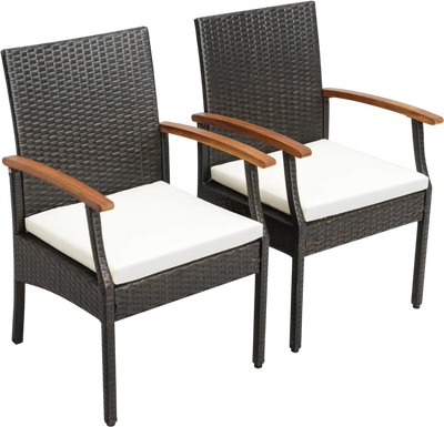 Costway Patio Dining Chairs Wicker Zippered Cushion Set of 2/4 52418679 New