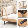 Patio wicker daybed with ergonomic backrest, soft white cushions, and durable handwoven PE rattan for outdoor.