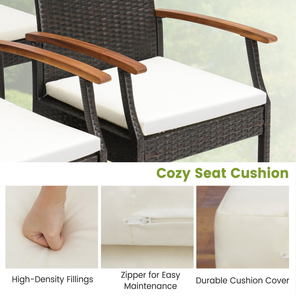 Cozy seat cushion with high-density fillings and zipper for easy maintenance, designed for the 7-piece patio dining set.