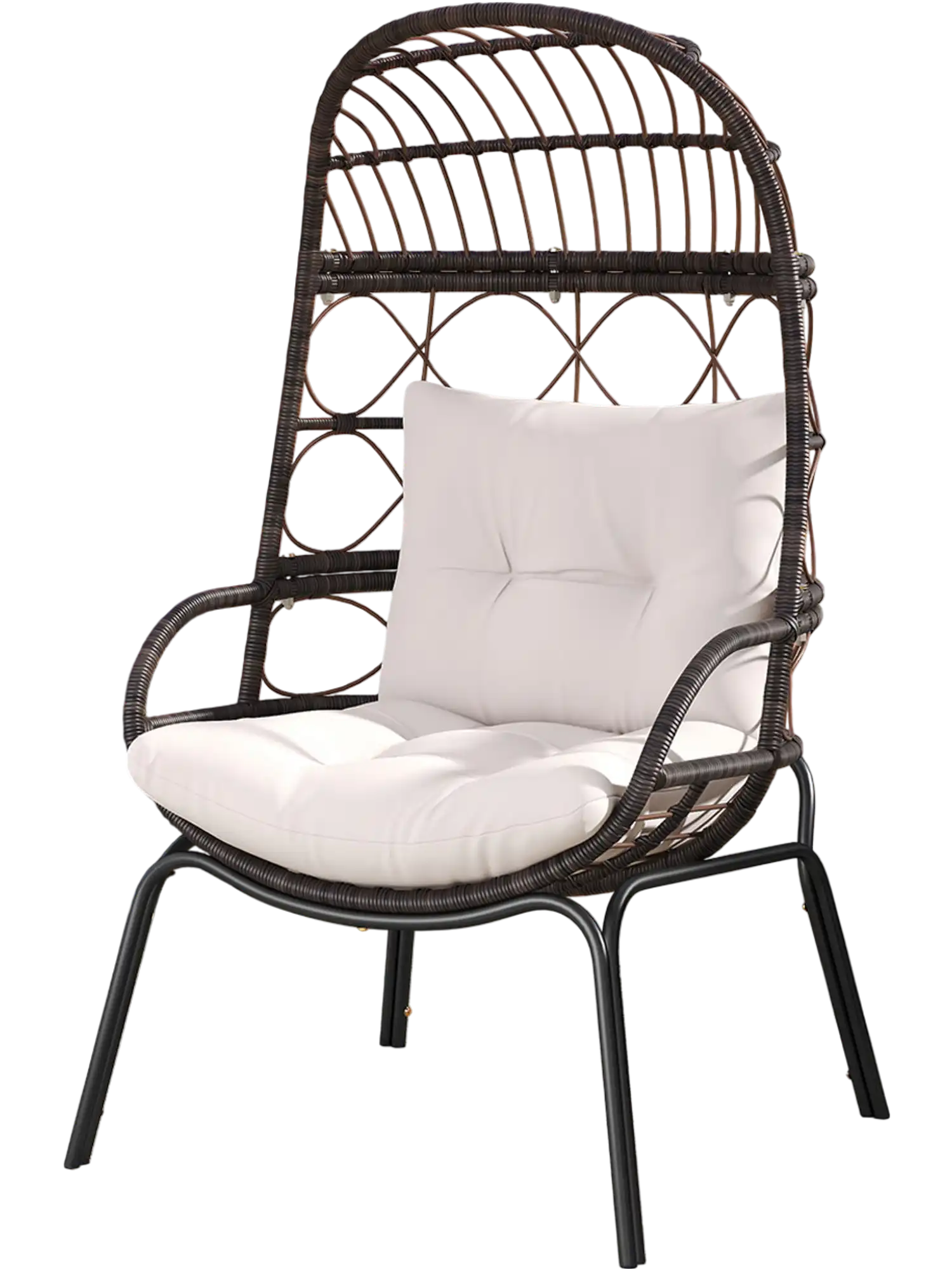 Costway Patio Wicker Egg Chair Outdoor Rattan Lounge Basket w/ Seat & Back Cushions Brown 216398475 New