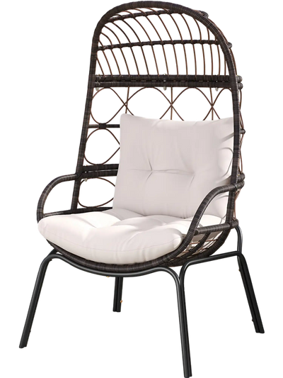 Costway Patio Wicker Egg Chair Outdoor Rattan Lounge Basket w/ Seat & Back Cushions Brown 216398475 New