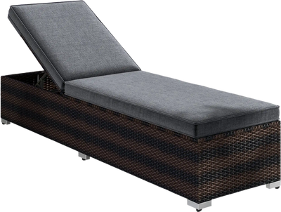 Costway Patio Wicker Chaise Lounge Chair 4-Level Backrest Brown 32974158 New