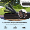 Patio wicker lounge chair with 4-position adjustable backrest and long cushion, perfect for outdoor relaxation.