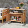 Patio wood storage cabinet featuring acacia wood, marble-like countertop, and versatile storage for outdoor.