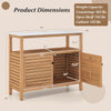 Patio wood storage cabinet with acacia wood, marble-like countertop, and two-door cabinet for outdoor organization.