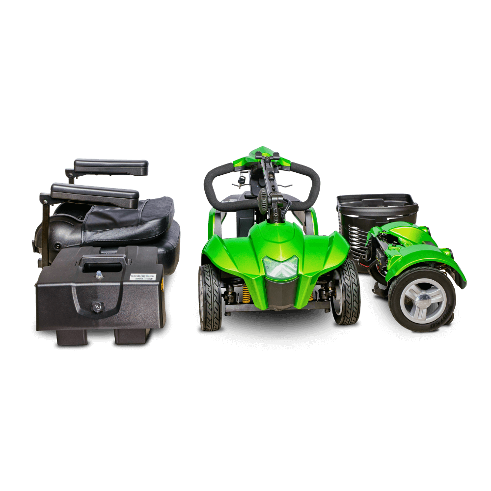 Pearl Green EV Rider CityCruzer Mobility Scooter Showcasing Its Modular Design Elements