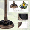 Pedestal bird bath with solar light, featuring a bronze multipurpose base for flowers or stones, ideal for outdoor.