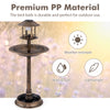 Pedestal bird bath with solar light in bronze, featuring a bird feeder and flower planter, perfect for outdoor use.
