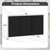 Dimensions of the wall-mounted pegboard kit, featuring three 16" x 23.5" black metal boards for garage organization.