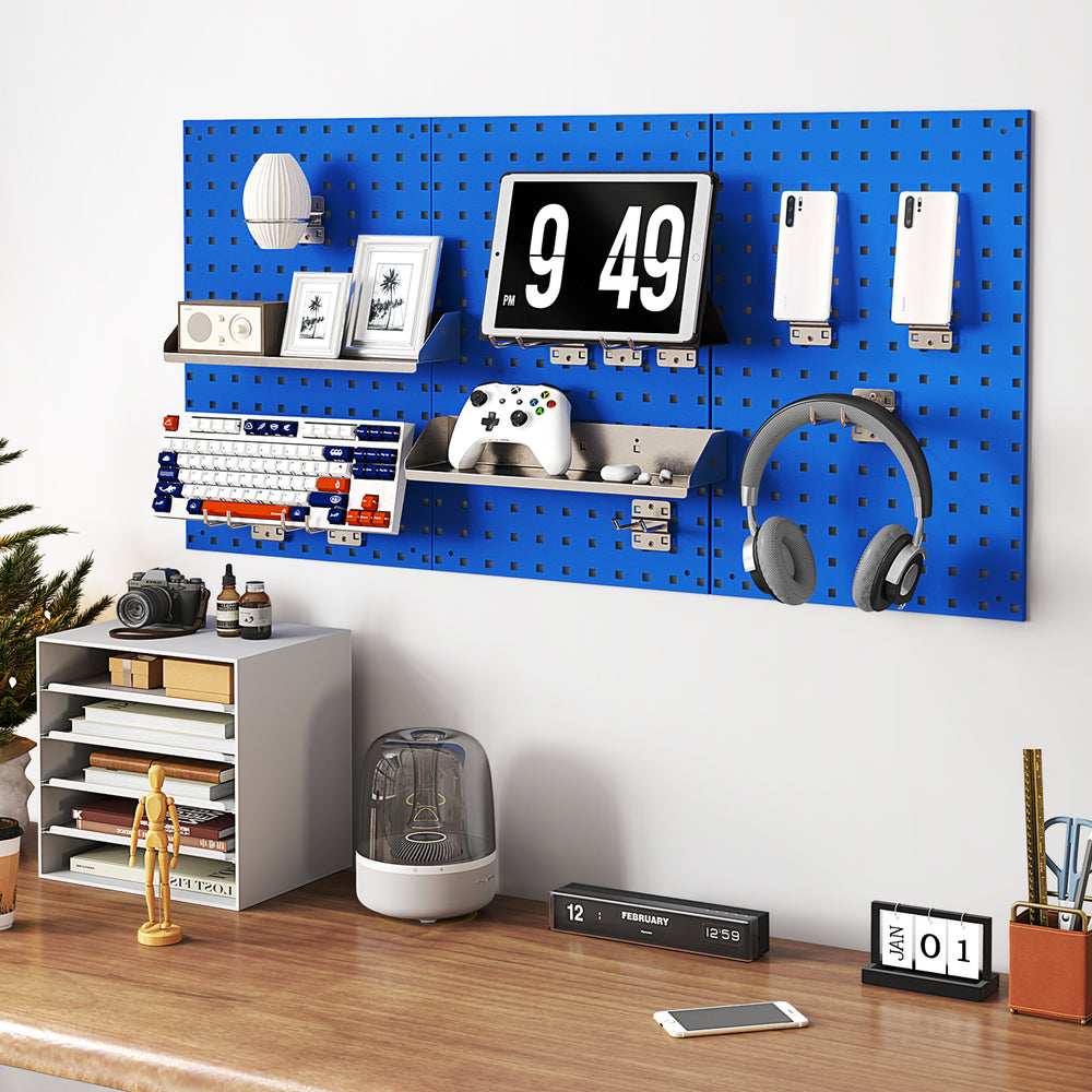 Wall-Mounted Pegboard Kit with 3 Pegboards for Garage Workshop-Navy - Gallery View 1 of 10