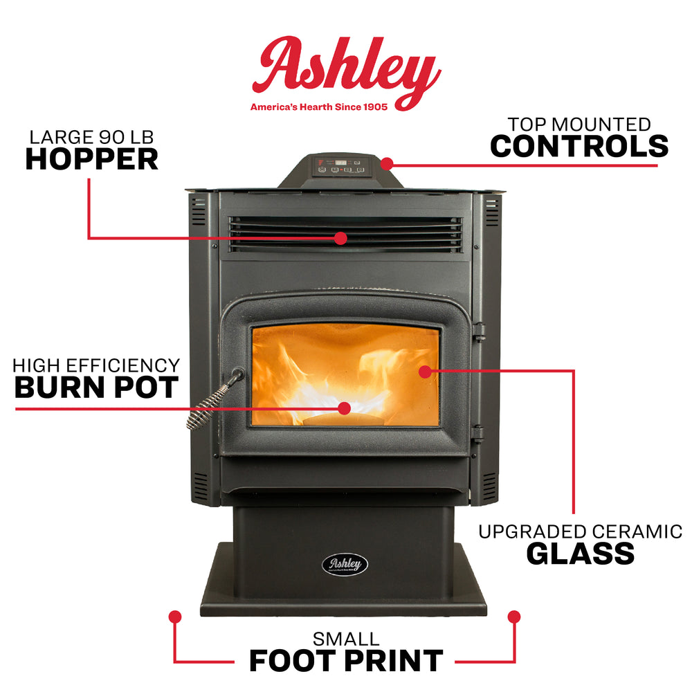 Ashley Hearth AP5617-W Pellet Stove 1,700 sq. ft. 90 lb Hopper with WiFi Connect New