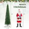 Pencil Christmas tree with 671 branch tips and warm LED lights, 8FT tall, ideal for festive home or office decor.