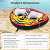 Towable tube with cockpit seating for 2, heavy-duty PVC, and drainage opening for smooth water sports rides.
