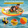 Inflatable towable tube for 1-2 riders, featuring padded handles and durable PVC for safe water sports enjoyment.