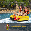 U-shaped inflatable towable tube for 1-2 riders, featuring durable PVC, padded handles, and designed for smooth water.