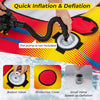 Close-up of the Boston valve on a 1 or 2 person inflatable towable tube for quick inflation and deflation.