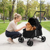 Pet Stroller for Small Medium Dogs Foldable with One-Step Rear Brake and Canopy-Black - Gallery View 1 of 10