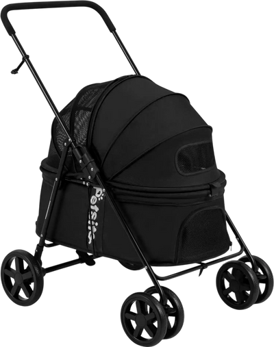Costway Foldable Pet Stroller for Small Medium Dogs w/ Canopy Rear Brake 81354186 New