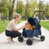 Pet Stroller for Small Medium Dogs Foldable with One-Step Rear Brake and Canopy-Navy - Gallery View 1 of 11