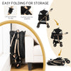 Pet stroller in black with easy folding feature for compact storage, showcasing its 3-in-1 design and stability.