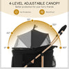 4-level adjustable canopy of a black 3-in-1 pet stroller, providing sun protection and wind-proof features for pets.