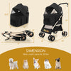3-in-1 black pet stroller with removable carrier, adjustable canopy, and breathable mesh window for easy transport.