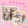 Kid vanity set featuring a tri-folding mirror and leopard print design, convertible to a writing desk for versatile use.