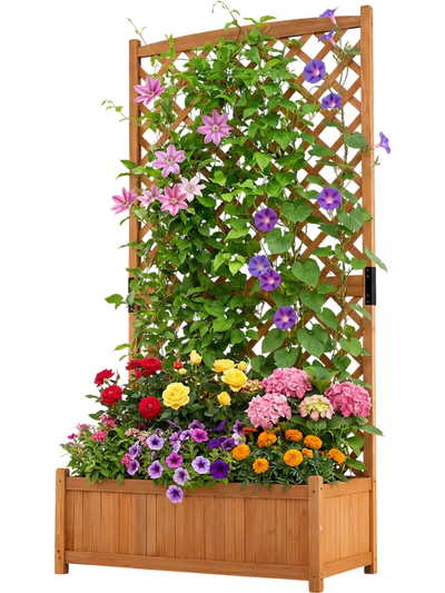 Costway Raised Garden Bed Planter with Trellis 39817526 New
