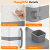 Close-up of the plastic kitchen pantry's wipe-clean surface and convenient handle, featuring adjustable shelves and.