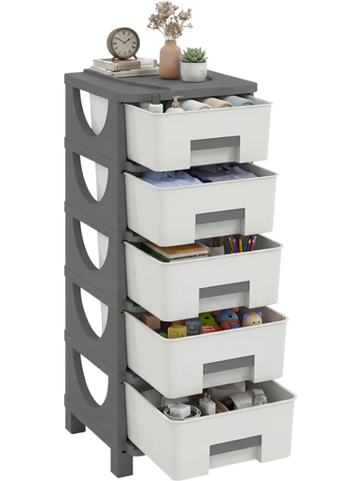 Costway Plastic Storage Organizer Drawer Cabinet Side Table Handles Bedroom 84861391 New