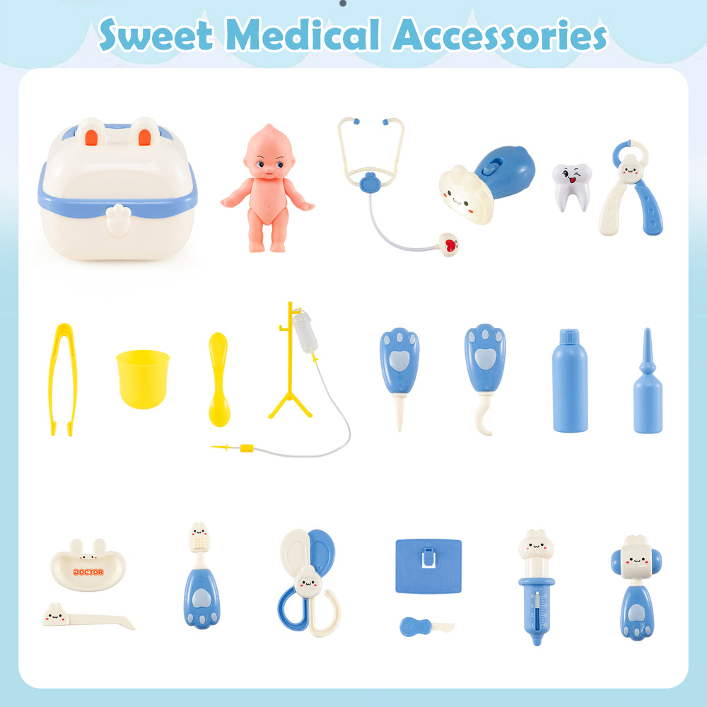 Play Doctor's Office toy set featuring medical accessories, storage case, and blackboard for imaginative play and.