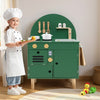 Play Kitchen for Kids Wooden Kitchen Playset with Stoves Faucet Sink Microwave and Oven-Green - Gallery View 1 of 11