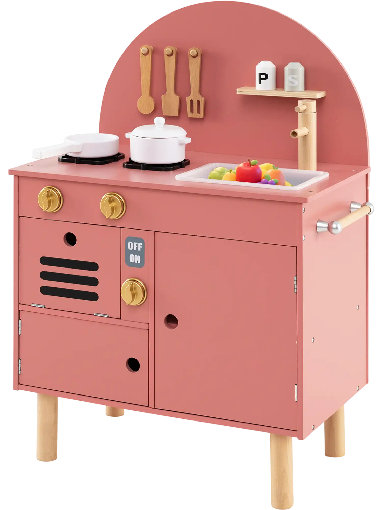 Costway Kids Wooden Play Kitchen Set w/ Stove Sink Microwave Oven 95713808 New