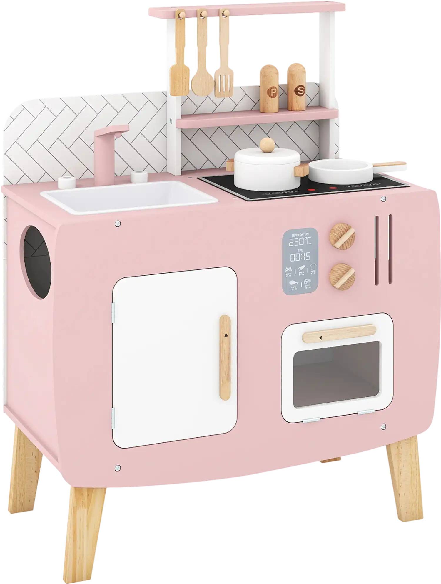 Costway Kids Wooden Play Kitchen Set Stove Sink Oven 42844288 New