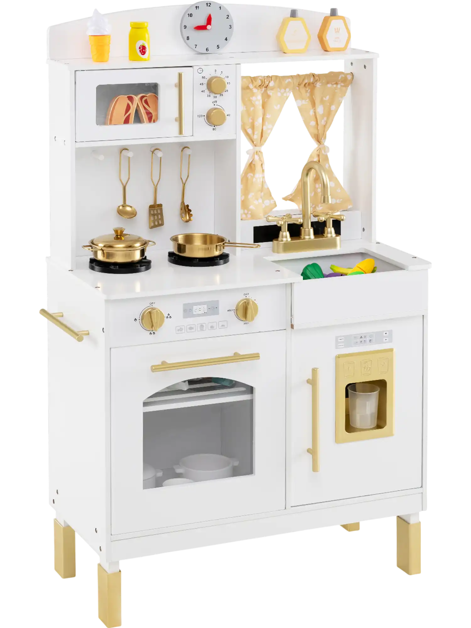 Costway Kids Wooden Play Kitchen Chef Pretend Playset Microwave 54741451 New