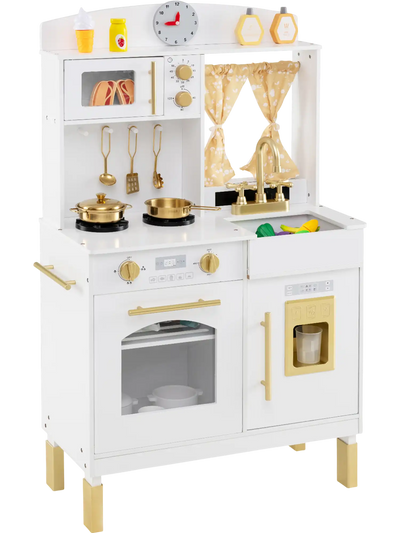 Costway Kids Wooden Play Kitchen Chef Pretend Playset Microwave 54741451 New