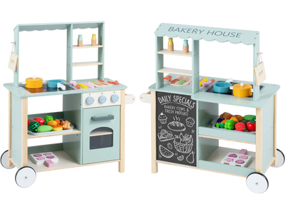 Costway Wooden Kids Play Kitchen Set w/ Cookware Accessories 66556375 New