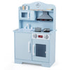 Play Kitchen for Kids Wooden Playset with Range Hood and Microwave-Blue - Gallery View 1 of 1