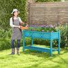 Poly Wood Elevated Planter Box with Legs Storage Shelf Drainage Holes-Blue - Gallery View 1 of 10