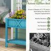 Blue Poly Wood elevated planter box with legs, crafted from 100% HIPS for durability, featuring drainage holes for.
