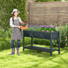 Poly Wood Elevated Planter Box with Legs Storage Shelf Drainage Holes-Black - Gallery View 1 of 10