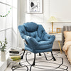 Modern Polyester Fabric Lazy Chair with Steel Frame and Side Pocket-Navy - Gallery View 1 of 14