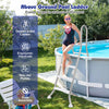 A-frame above ground pool ladder with stainless steel construction, non-slip steps, and ergonomic handrails for safety.