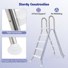 A-frame 4-step pool ladder made of heavy-duty stainless steel, designed for pools up to 55" wall height, featuring.