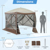 Pop-up gazebo tent with mesh netting walls, 11.5 x 11.5 ft, coffee color, designed for easy setup and outdoor privacy.