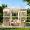 Pop-up bubble tent with panoramic clear PVC, 10x10 ft, ideal for gatherings and weatherproof for outdoor use.