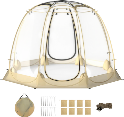Costway Pop Up Bubble Tent 9.5' x 9.5' Transparent PVC Igloo Screen House 24077334 New