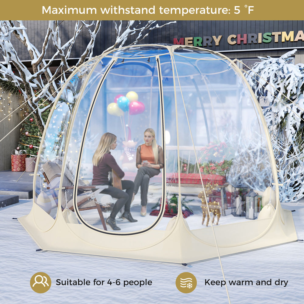 Transparent PVC Pop Up Bubble Tent for 5-6 people, 8.5 x 8.5 FT, ideal for outdoor gatherings while keeping warm and.