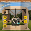 Pop up gazebo with 4 mesh walls and sun shade cloths, 6.7ft x 6.7ft, ideal for outdoor gatherings and easy transport.