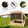 Pop up gazebo with netting, 6.7 x 6.7 feet, featuring fibreglass poles and wind ropes for outdoor gatherings.